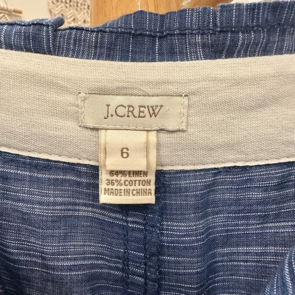 J.Crew Blue Linen Cotton Skirt Knee Length Back Zip Women’s 6